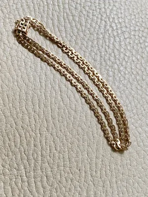 Midcentury era 14k gold Virola Link - Double strand bracelet - 7.25 inch length
