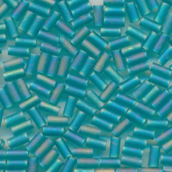 MIYUKI Bugle Seed Beads #2405FR Teal (Transparent Frost Rainbow)