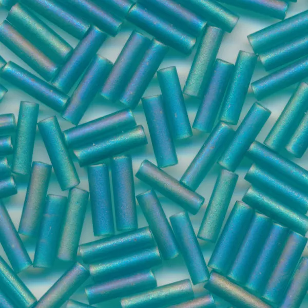MIYUKI Bugle Seed Beads #2405FR Teal (Transparent Frost Rainbow)