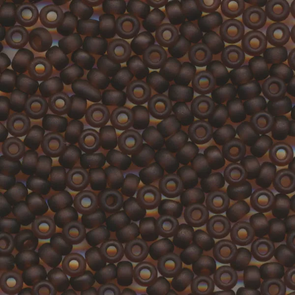 MIYUKI Round Rocaille Seed Beads #135F Dark Brown (Transparent Frost)