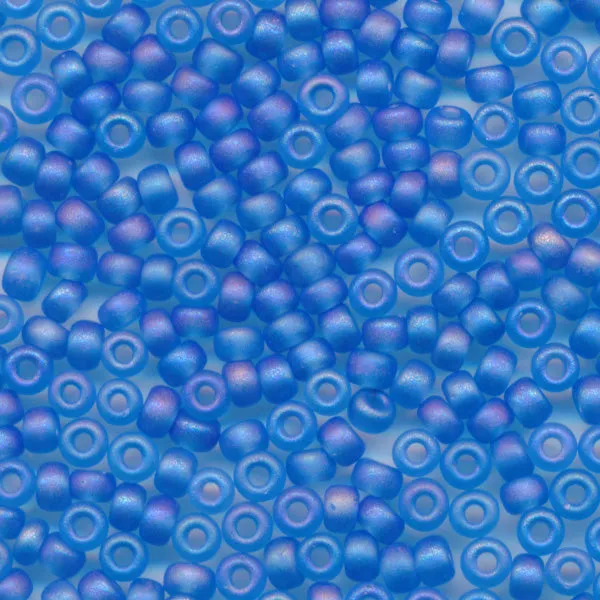 MIYUKI Round Rocaille Seed Beads #150FR Blue (Transparent Frost Rainbow)