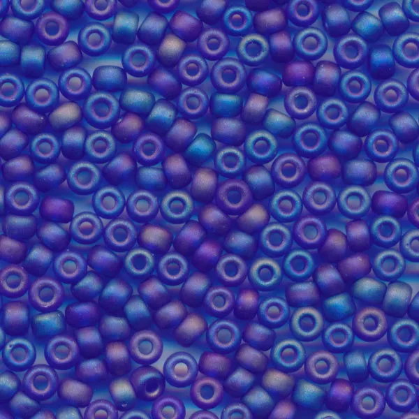 MIYUKI Round Rocaille Seed Beads #151FR Cobalt (Transparent Frost Rainbow)