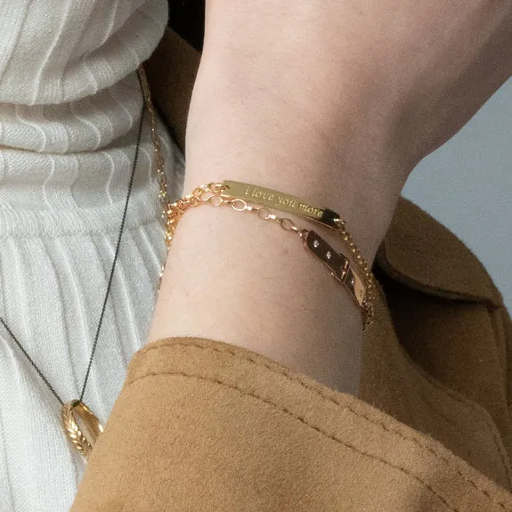Monica Rich Kosann 18K Yellow Gold "I Love You More" Petite Poesy Chain Bracelet