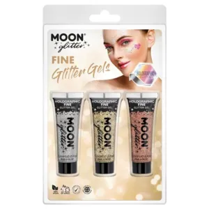 Moon Glitter Holographic Fine Glitter Gel, Silver, Gold, Rose Gold