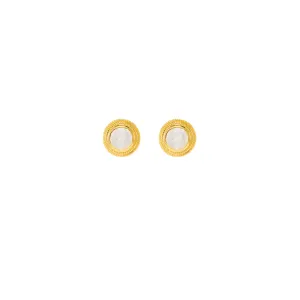 Moonstone Goddess Glow Stud Earrings, 18k Gold over Sterling Silver
