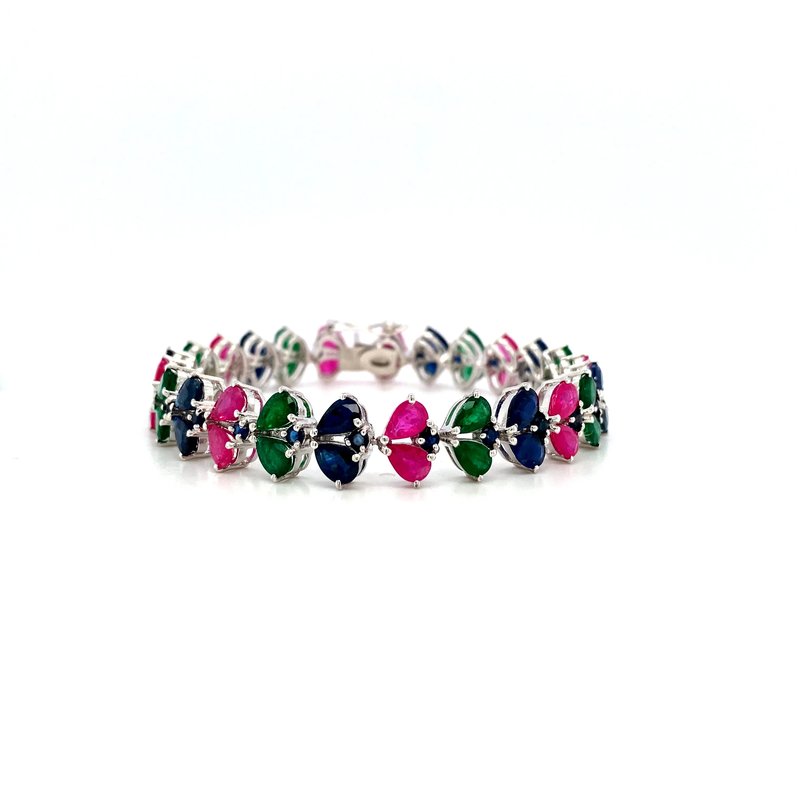Multi Colour Stone Bracelet in .925 Sterling Silver - KSD 45402