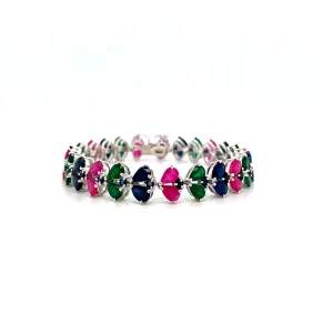 Multi Colour Stone Bracelet in .925 Sterling Silver - KSD 45402