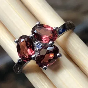 Natural 1.5ct Rhodolite Garnet 925 Solid Sterling Silver Engagement Ring Size 5, 6, 7, 8, 9