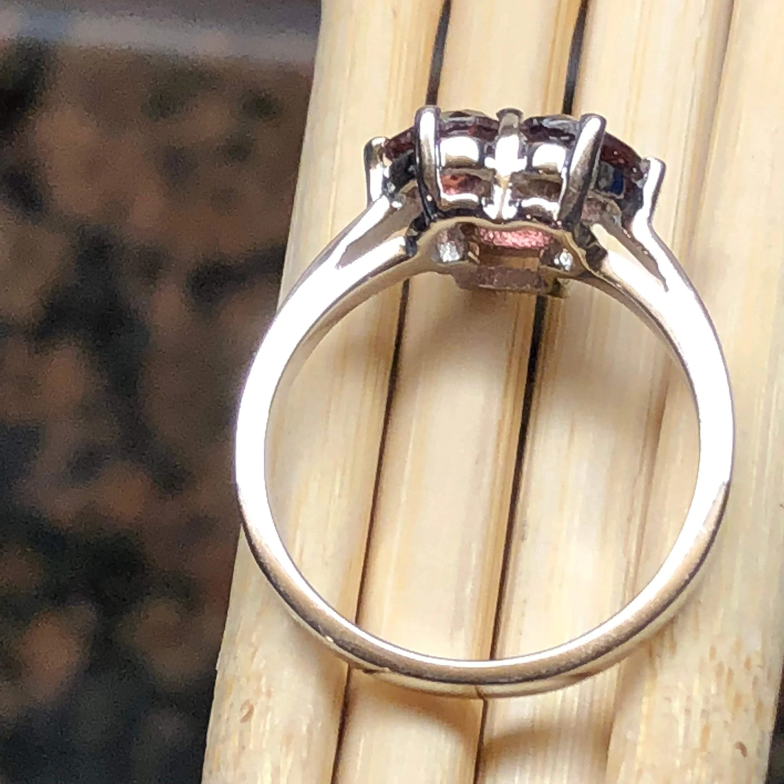 Natural 1.5ct Rhodolite Garnet 925 Solid Sterling Silver Engagement Ring Size 5, 6, 7, 8, 9