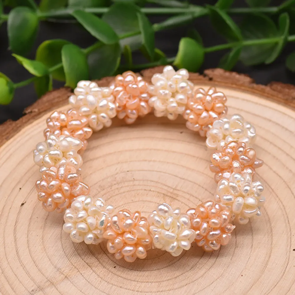 Natural Freshwater Pearl Bracelet Ball-flower Women Fashion Beautiful Jewelry