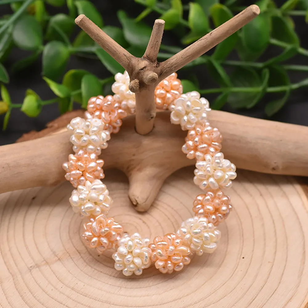 Natural Freshwater Pearl Bracelet Ball-flower Women Fashion Beautiful Jewelry