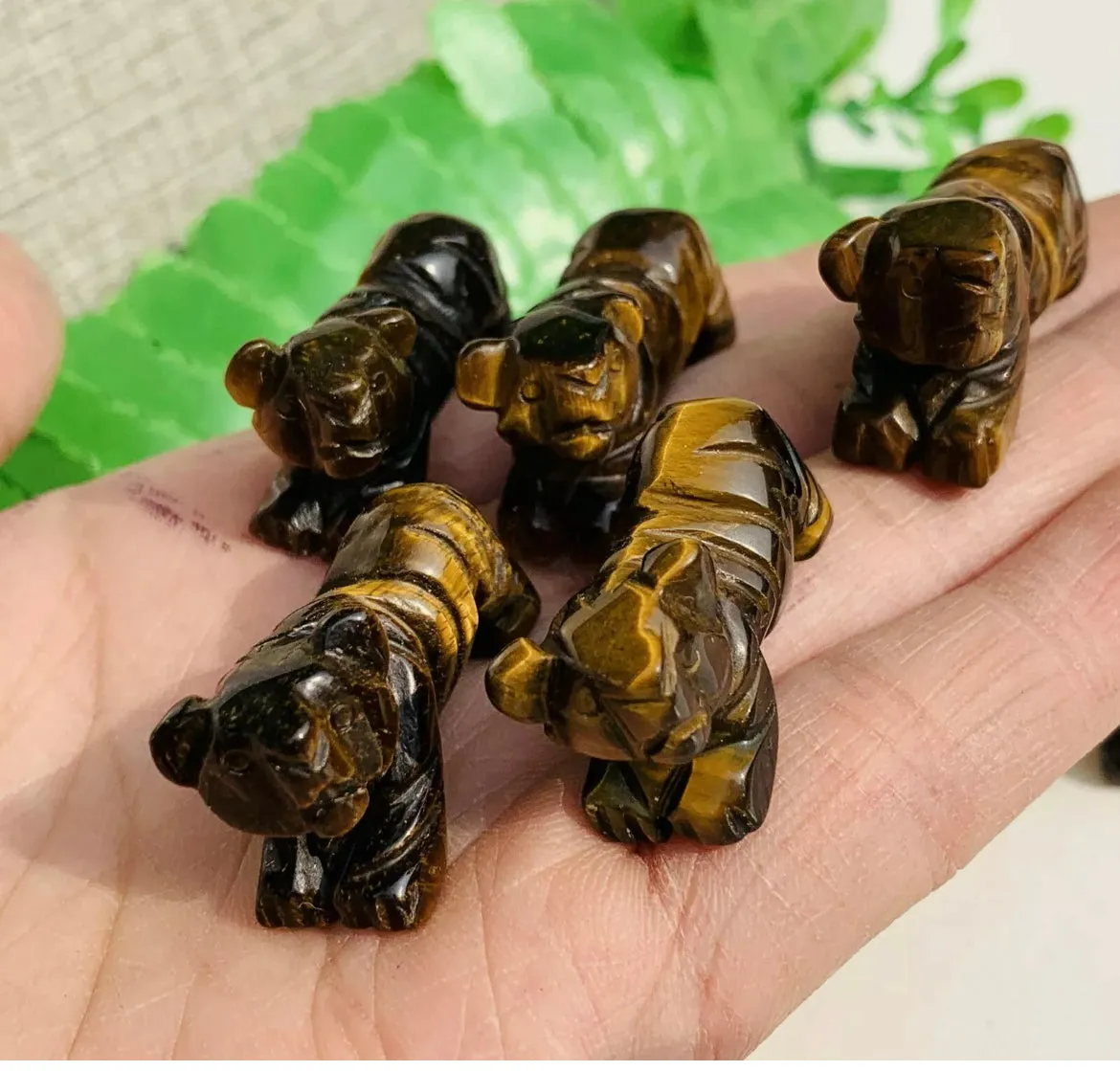 Natural Tiger Eye gemstone carved tiger figurine