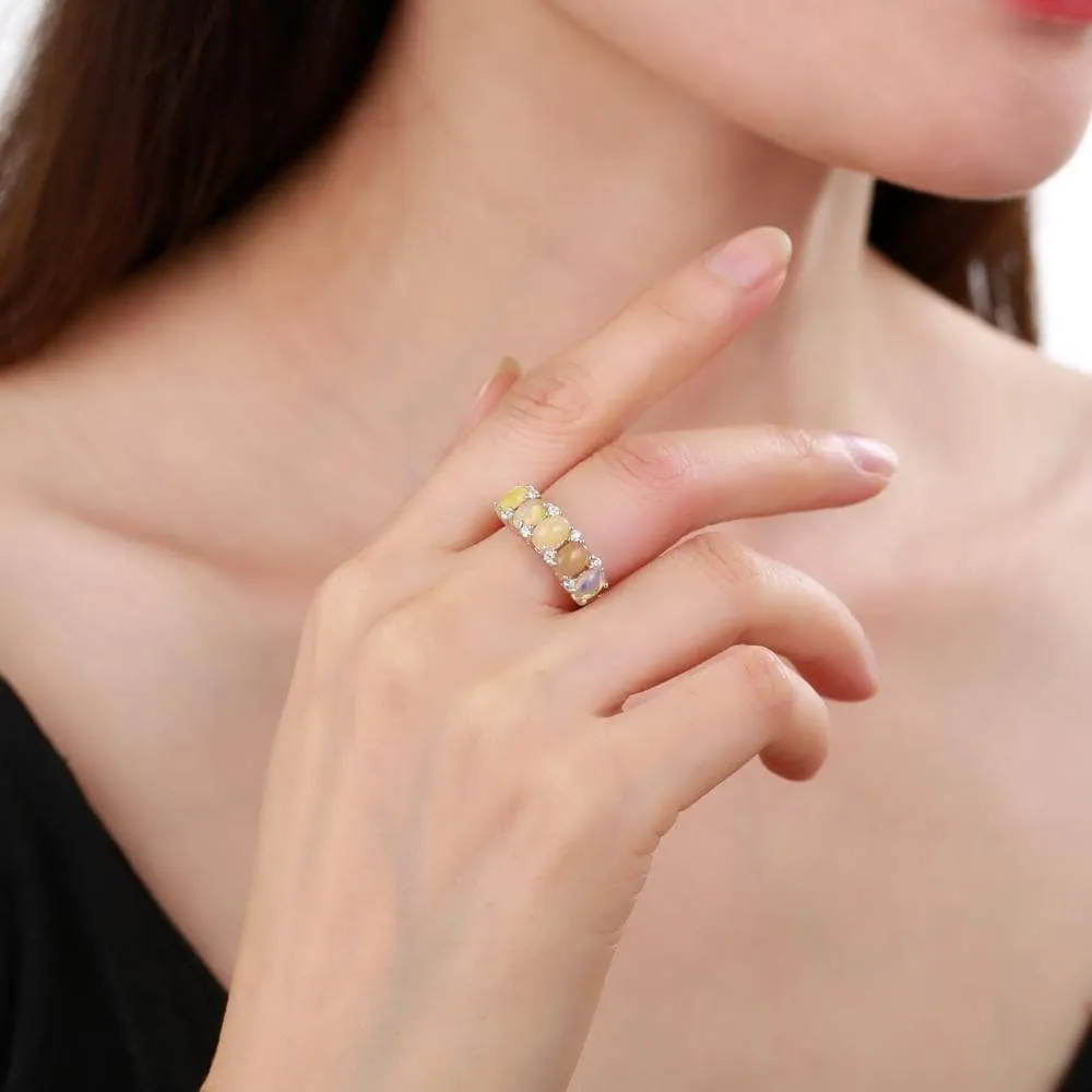Natural Tourmaline Gemstone Wedding Ring Band