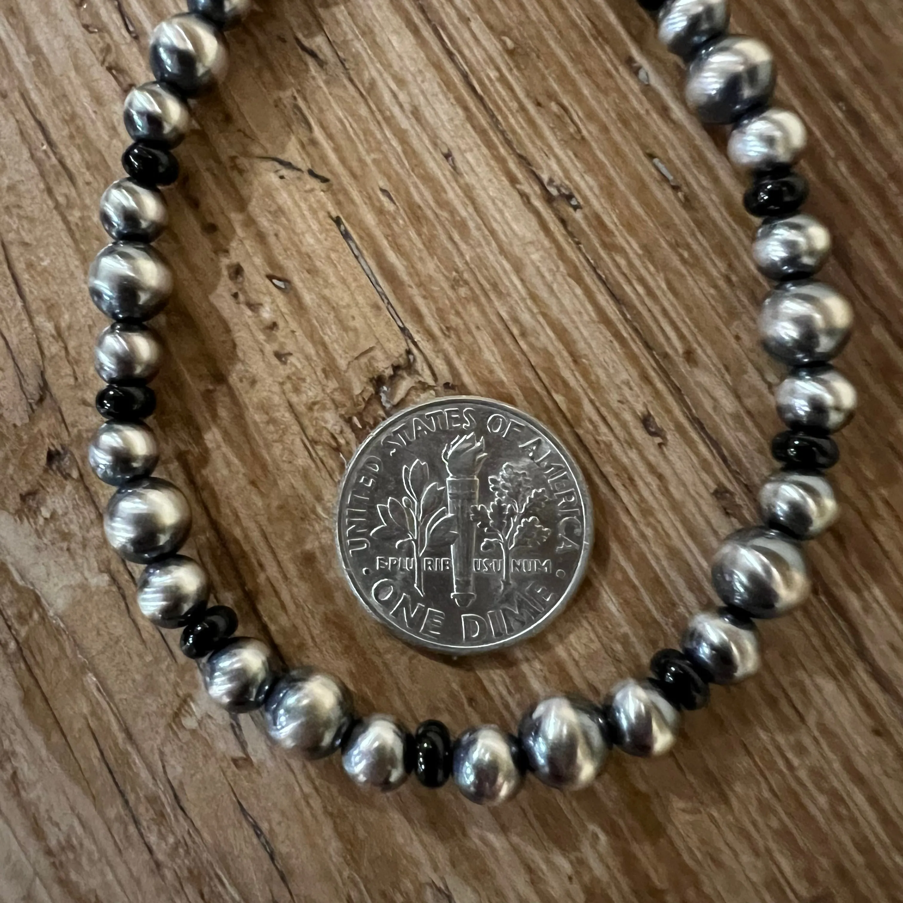Navajo Pearl and Black Onyx Bracelet