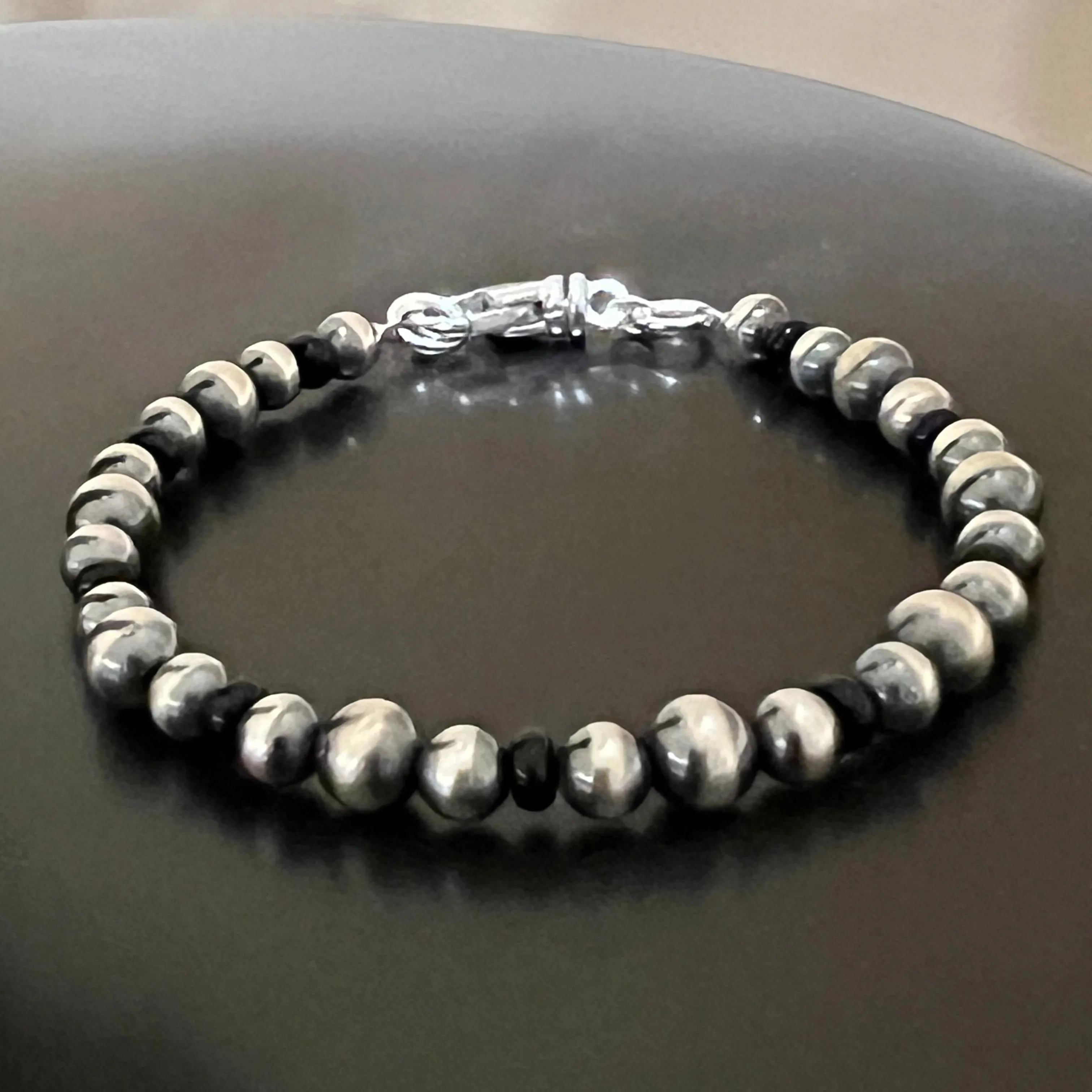 Navajo Pearl and Black Onyx Bracelet