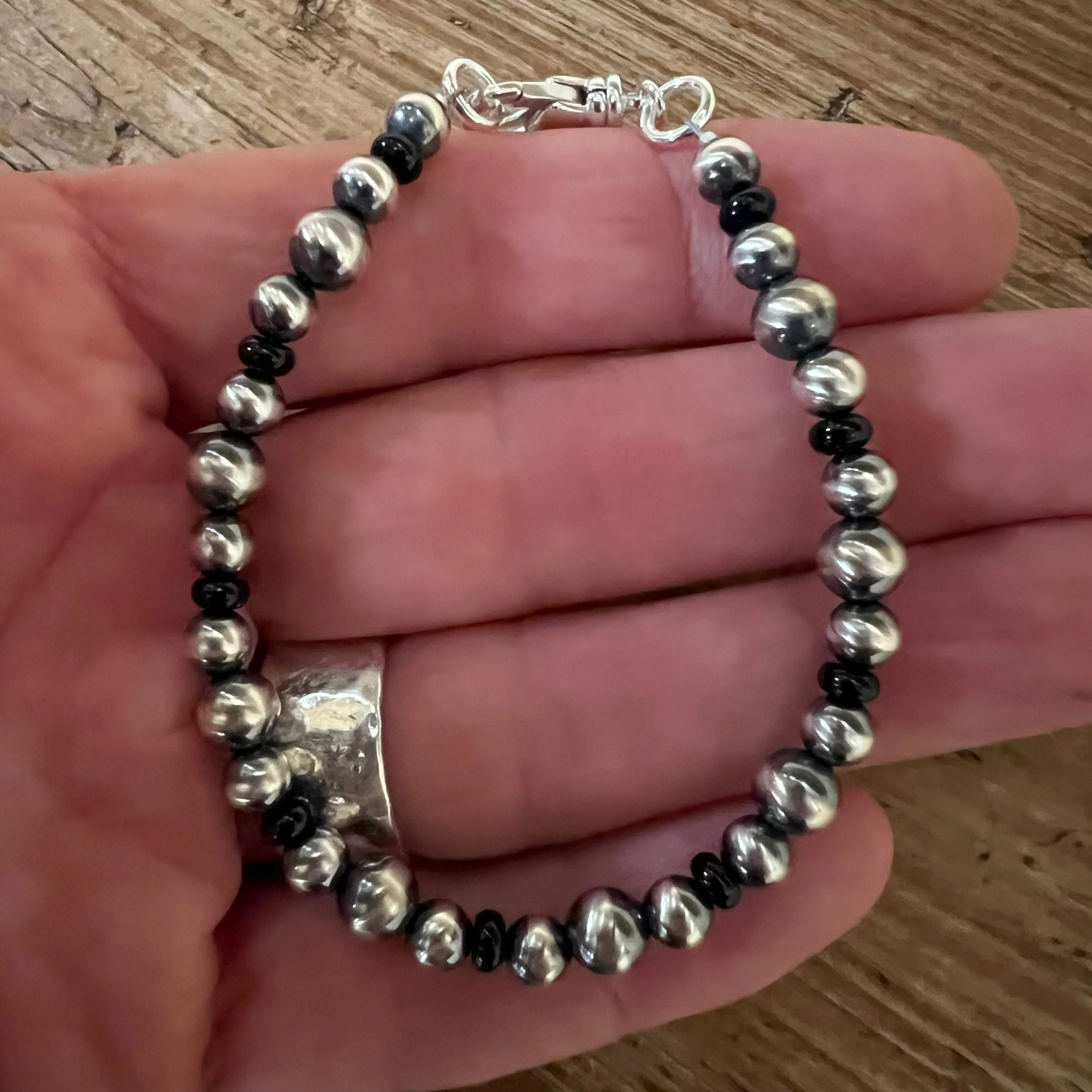 Navajo Pearl and Black Onyx Bracelet