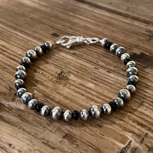 Navajo Pearl and Black Onyx Bracelet