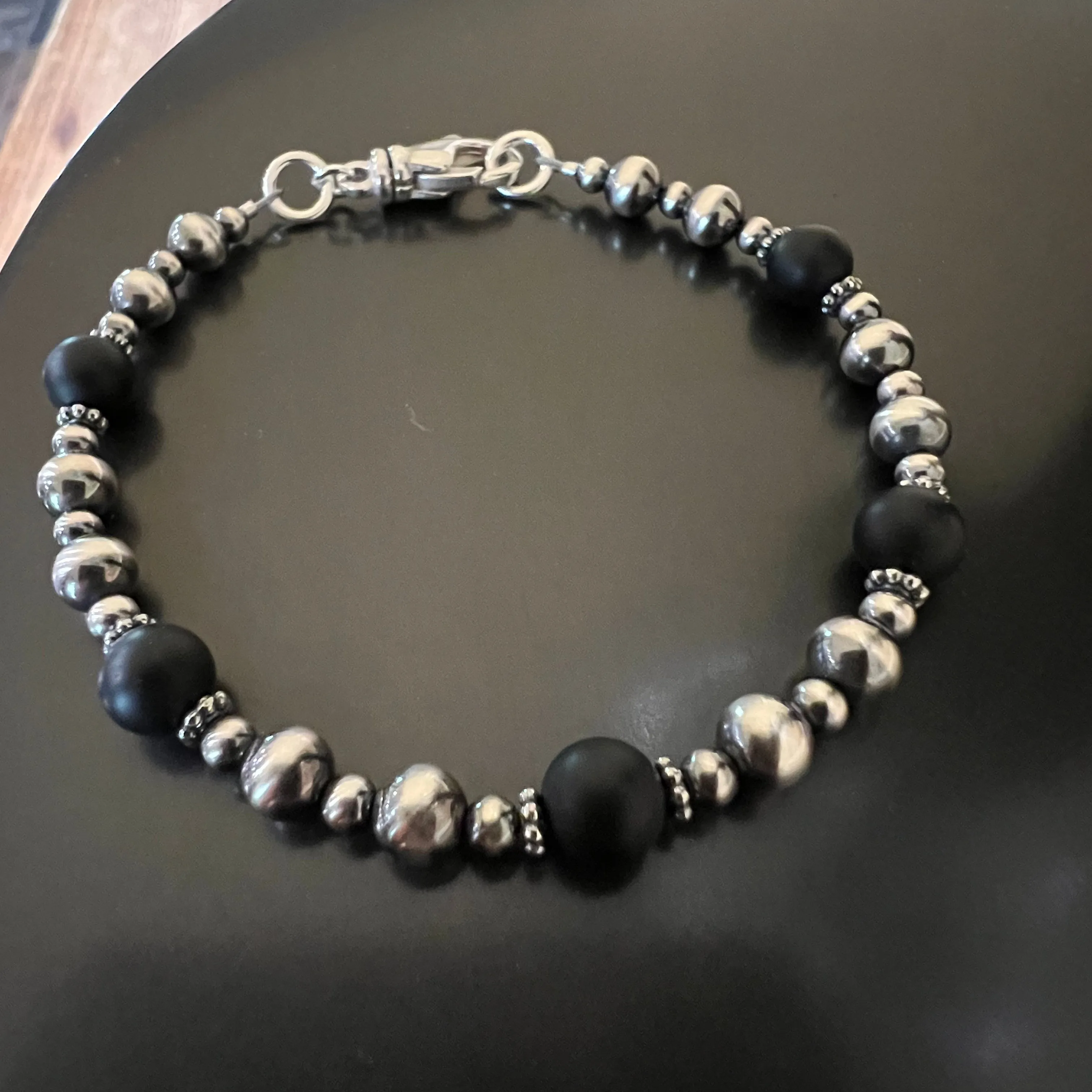 Navajo Pearl Black Onyx Bracelet