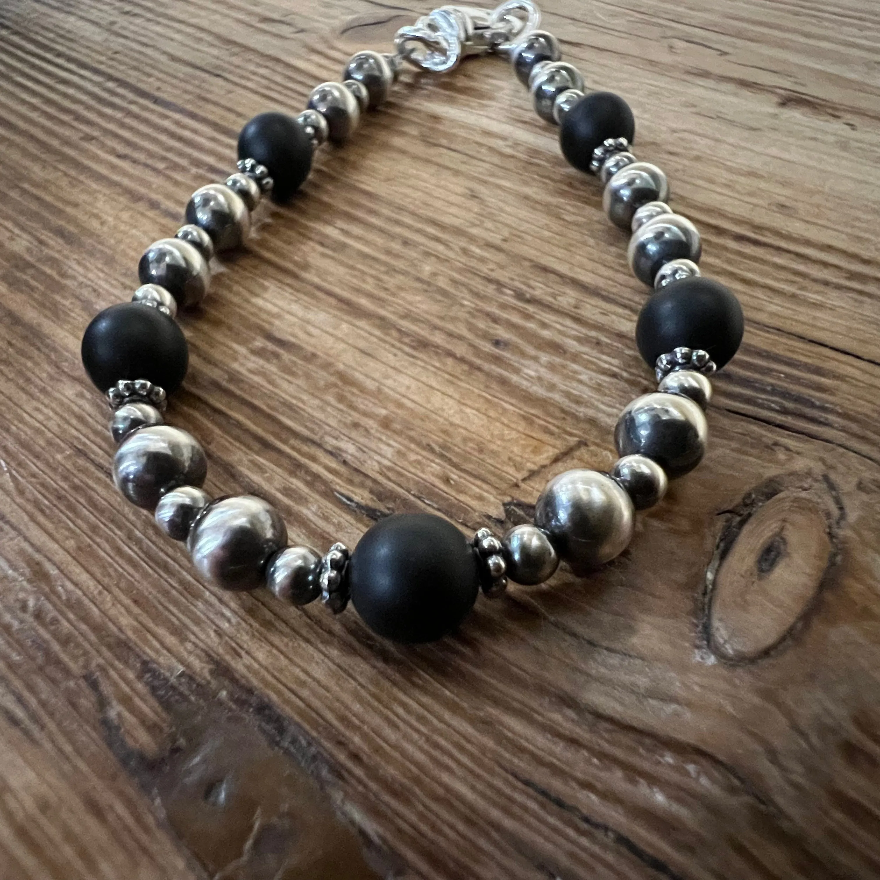 Navajo Pearl Black Onyx Bracelet