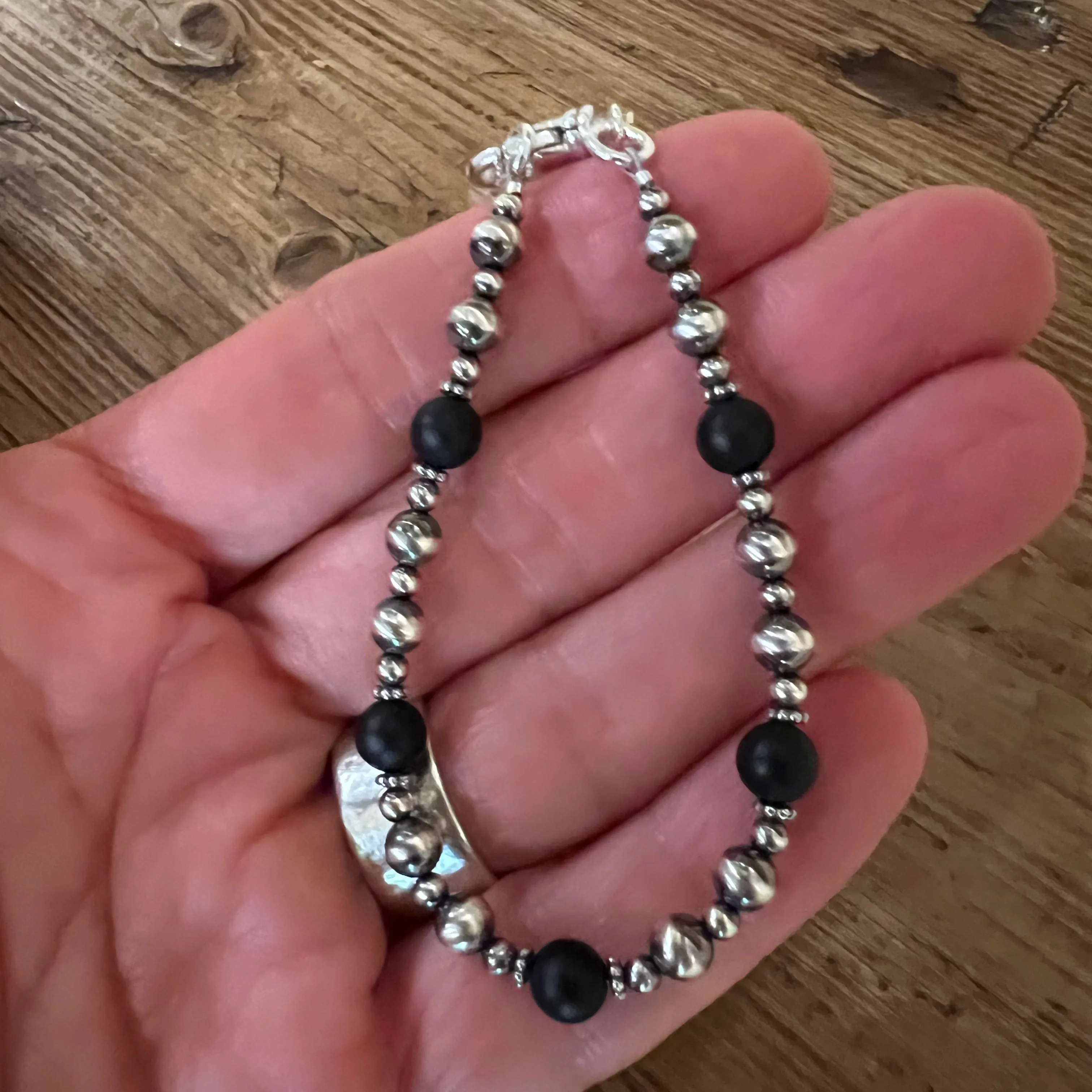 Navajo Pearl Black Onyx Bracelet