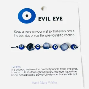 Navy Stone Evil Eye Card Bracelet: Deep Protection 