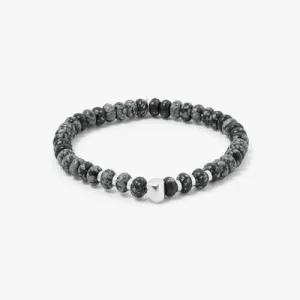 Nepal Nugget Beaded Bracelet - Black Snowflake Obsidian