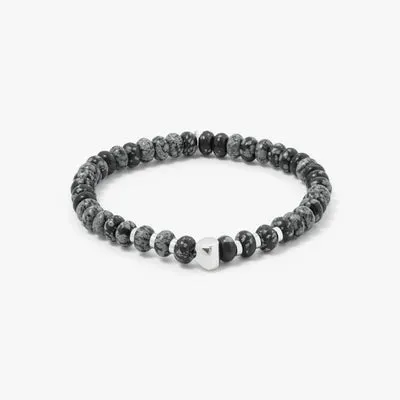 Nepal Nugget Beaded Bracelet - Black Snowflake Obsidian