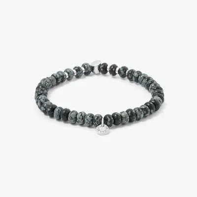 Nepal Nugget Beaded Bracelet - Black Snowflake Obsidian