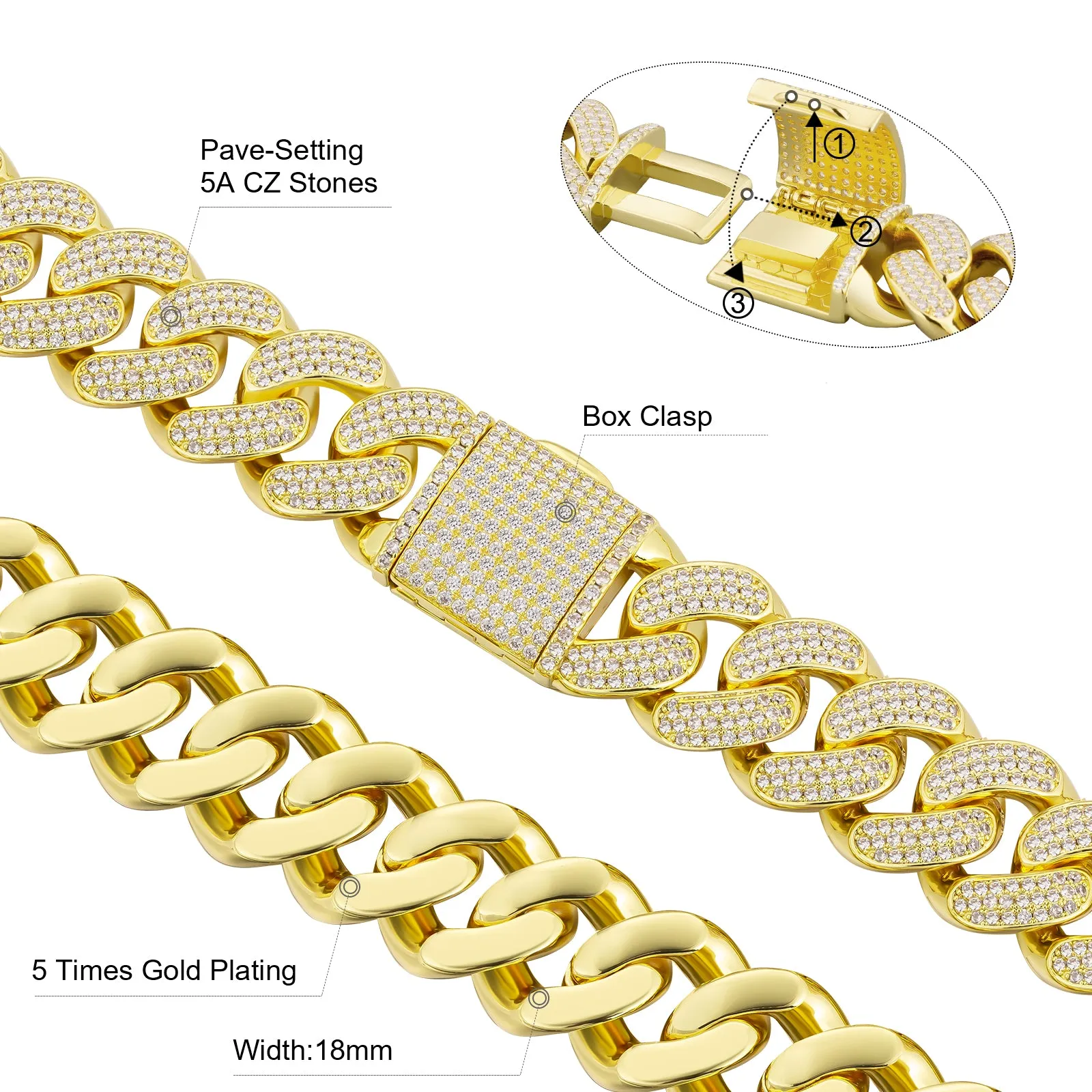 【NEW】18mm Iced Out Diamond Cuban Link Chain 0325 KRKC