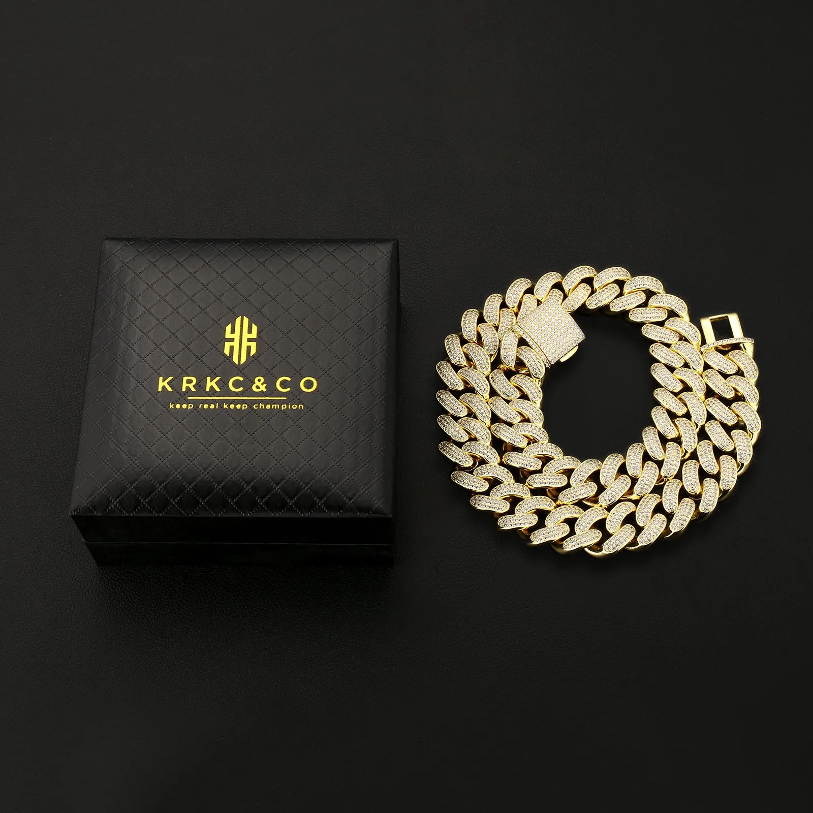 【NEW】18mm Iced Out Diamond Cuban Link Chain 0325 KRKC