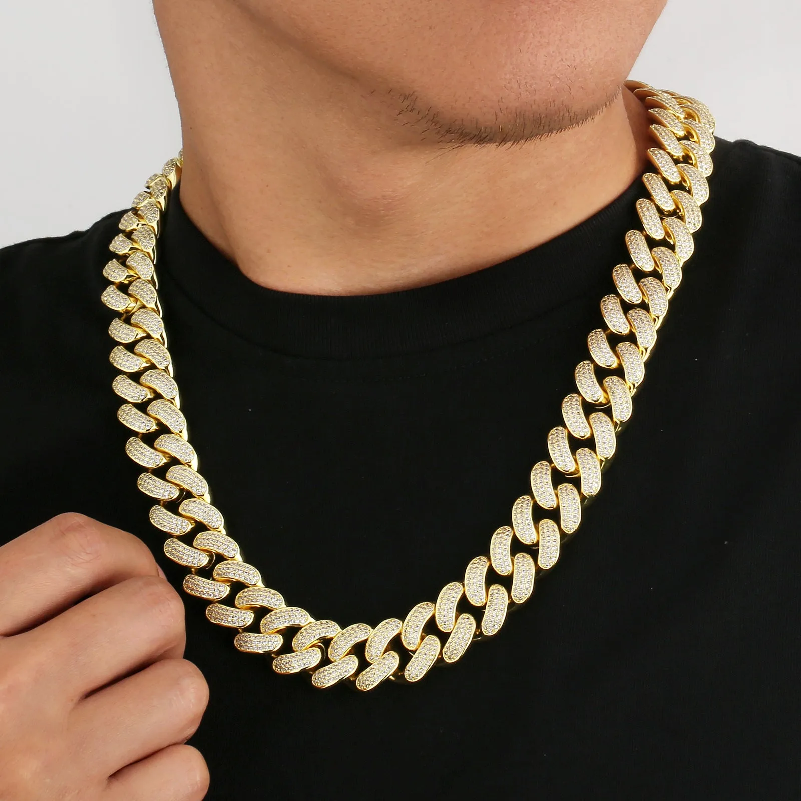 【NEW】18mm Iced Out Diamond Cuban Link Chain 0325 KRKC