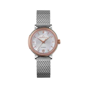 NORQAIN 34mm Freedom 60 Automatic Watch with Mother of Pearl dial in Stainless Steel and 5N Red Gold