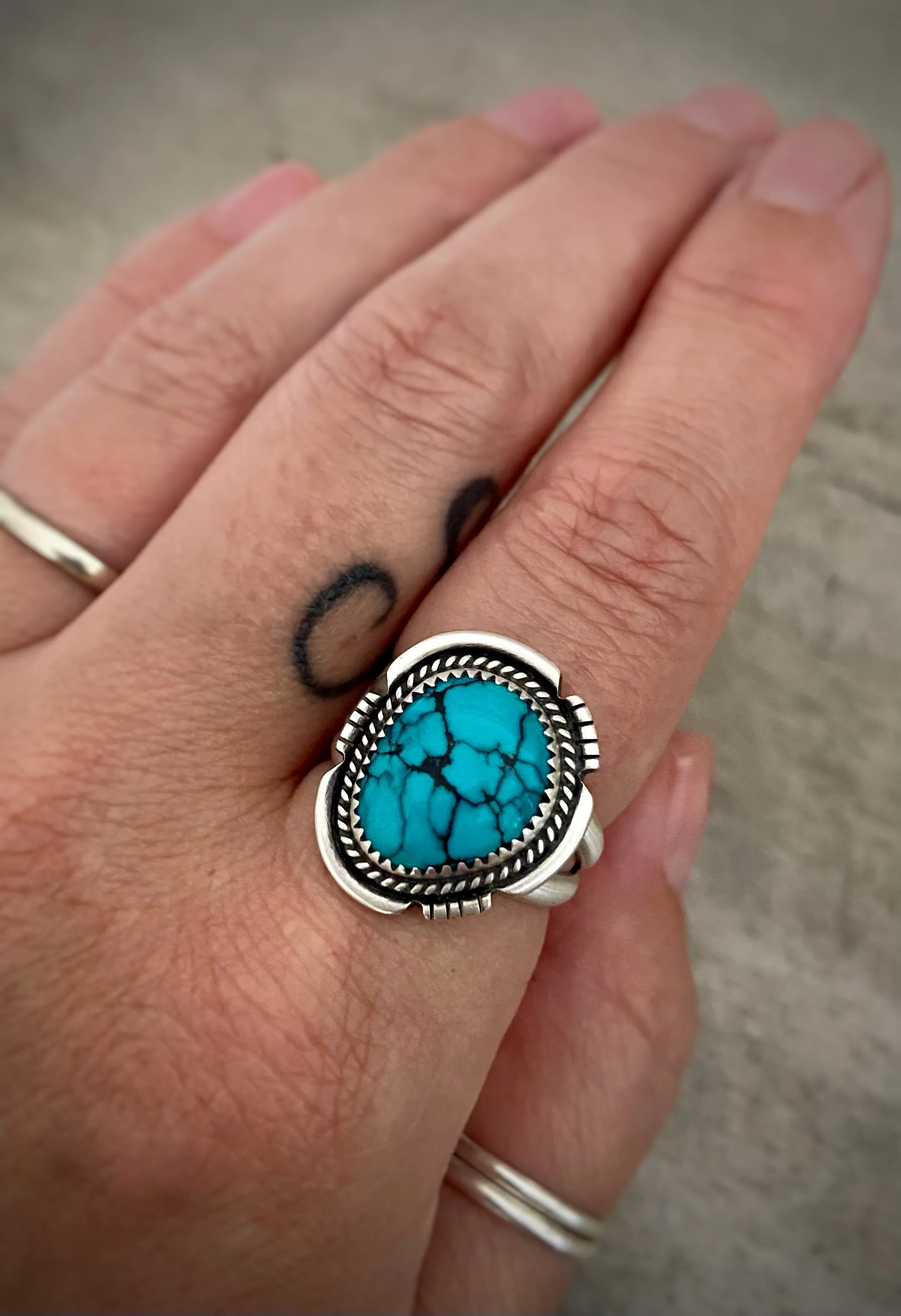 Notched Hubei Turquoise Ring