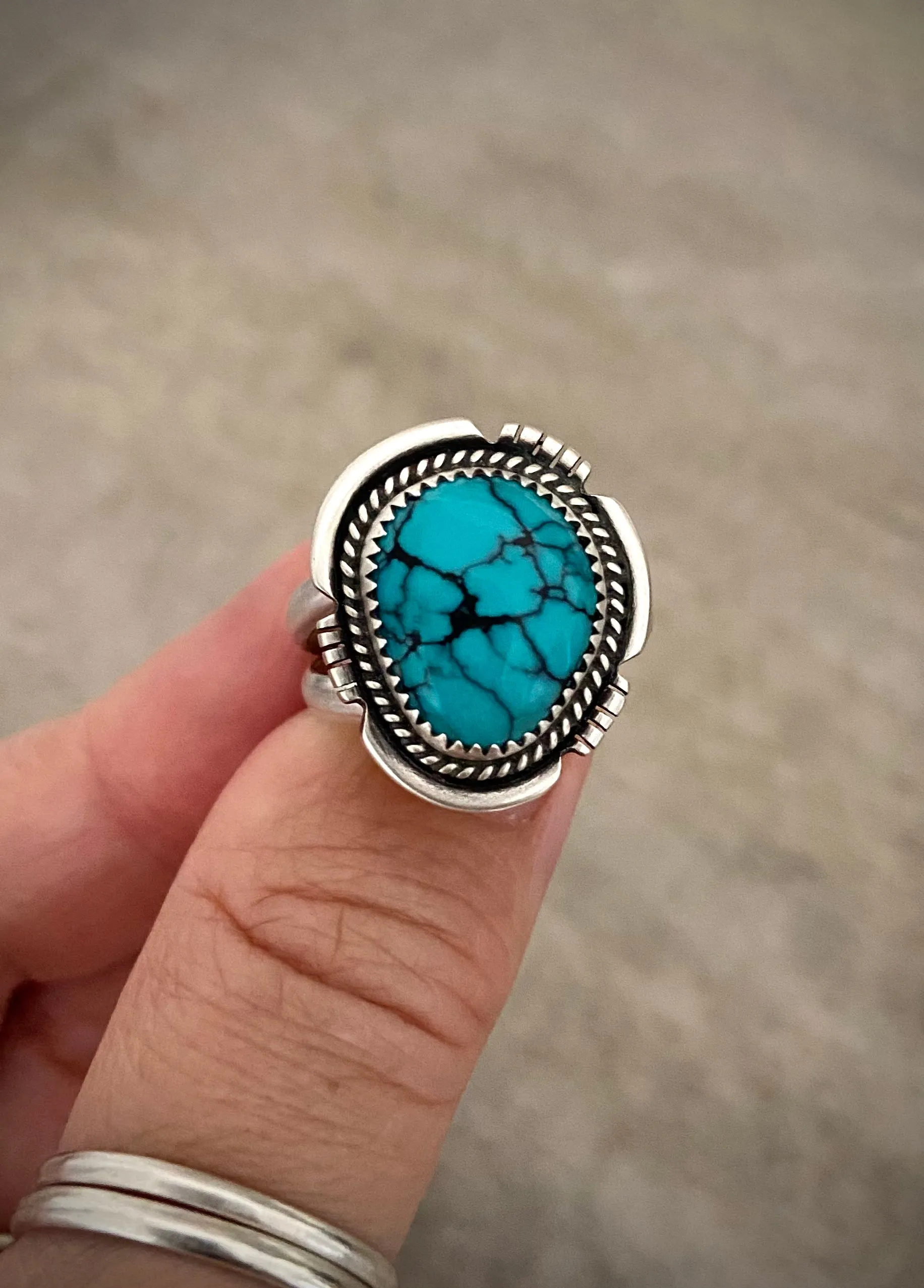 Notched Hubei Turquoise Ring