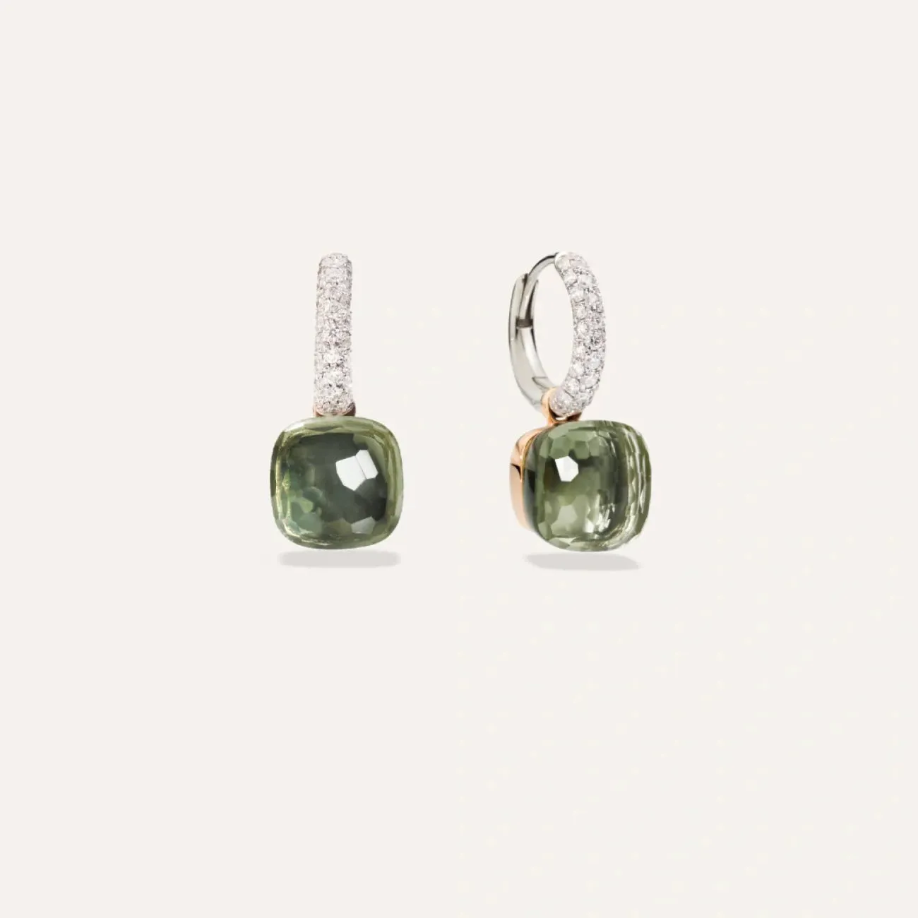 Nudo 18K Rose and White Gold Prasiolites & Diamond Pavé Classic Earrings