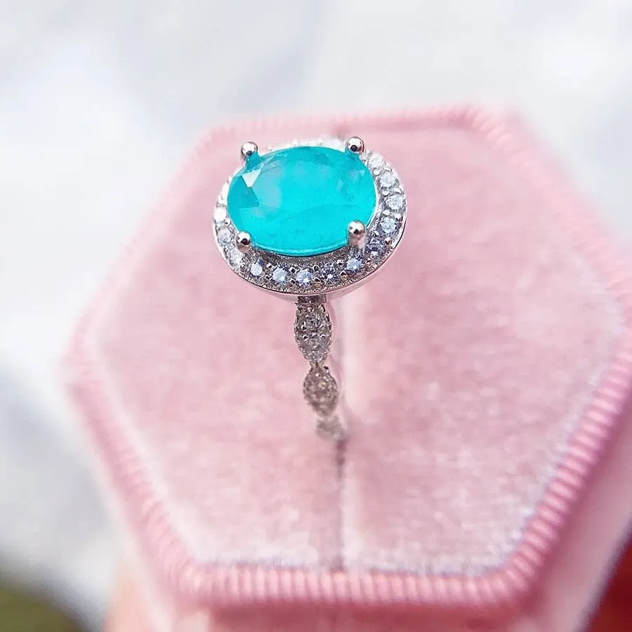 Oval Cut Paraiba Tourmaline Engagement Ring