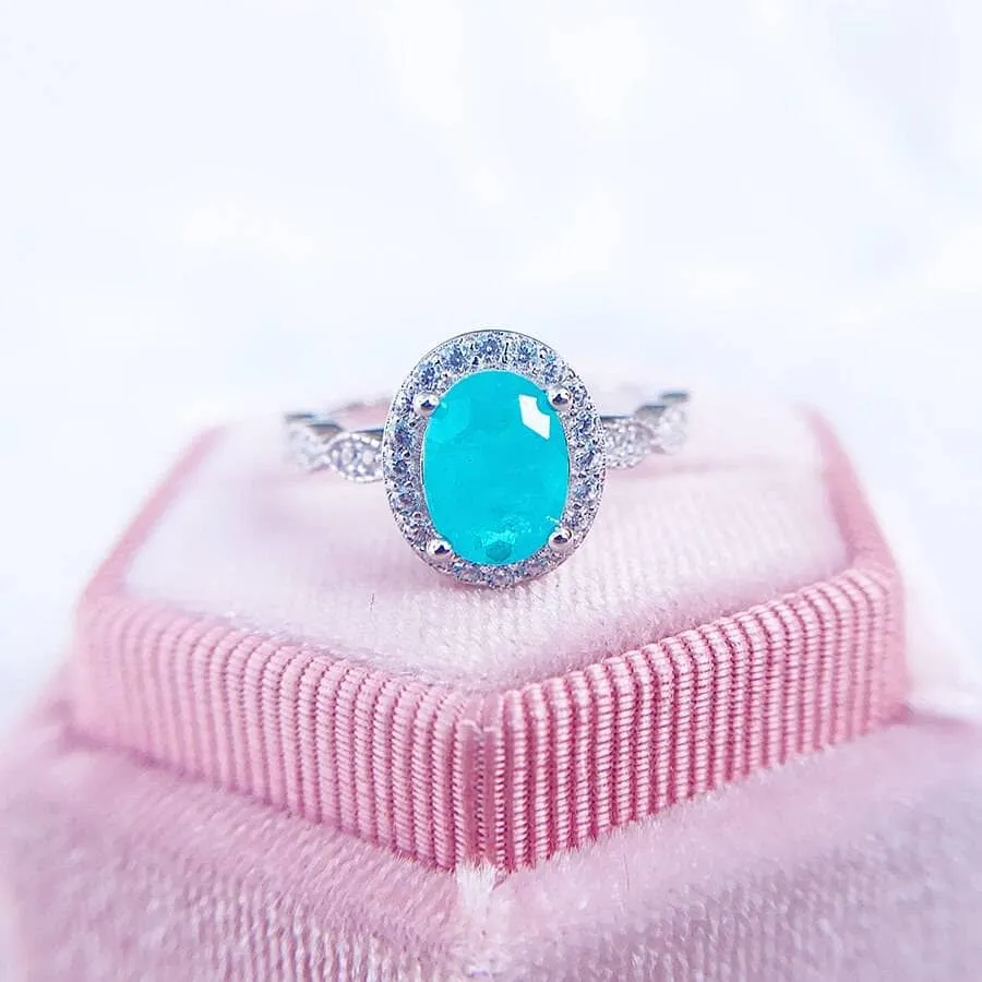 Oval Cut Paraiba Tourmaline Engagement Ring