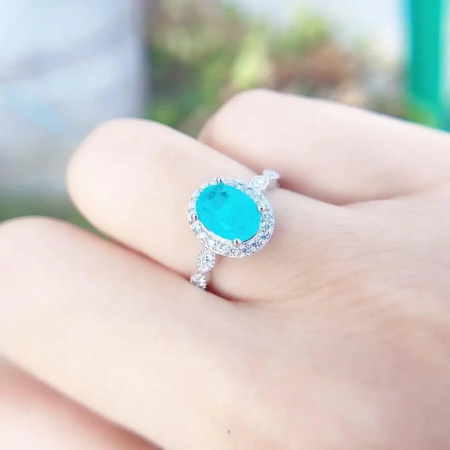 Oval Cut Paraiba Tourmaline Engagement Ring