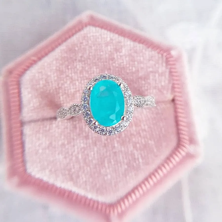 Oval Cut Paraiba Tourmaline Engagement Ring