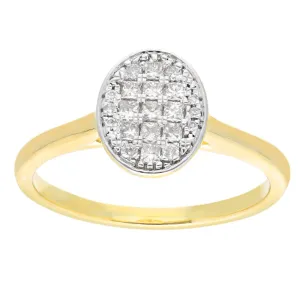 Oval Shape Ring with 1/4ct of Diamonds in 9ct Yellow Gold