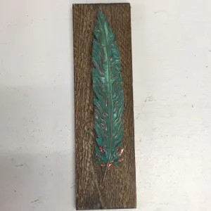 Oxidized Copper Feather - Teal