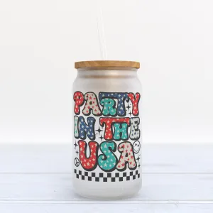 Party in the USA Frosted Glass Can Tumbler