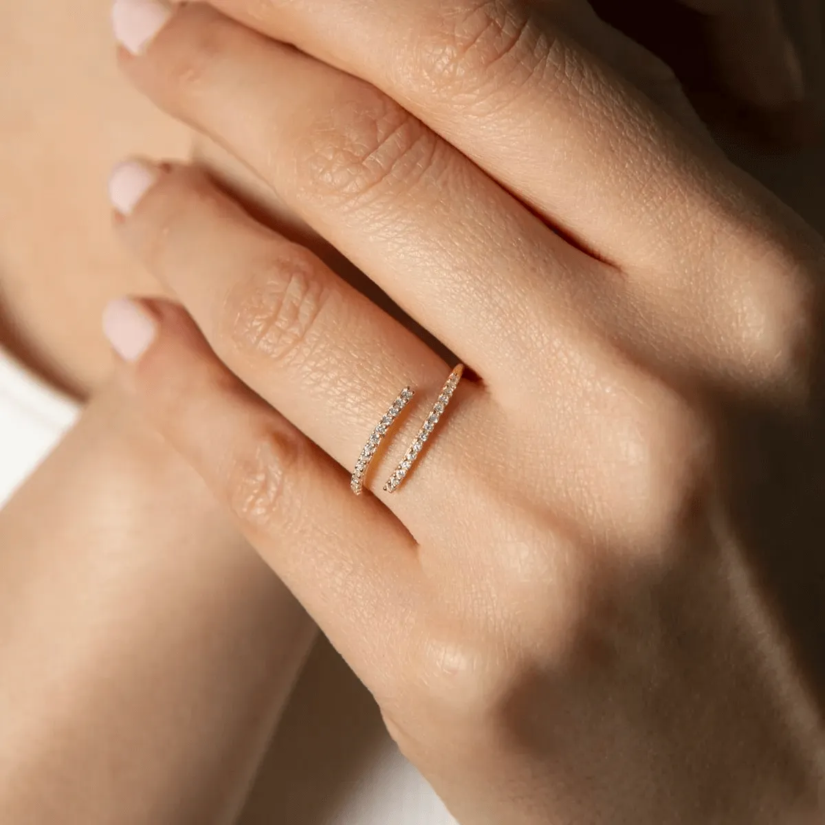 Pavé CZ Multi Row Open Ring in Solid 925 Sterling Silver