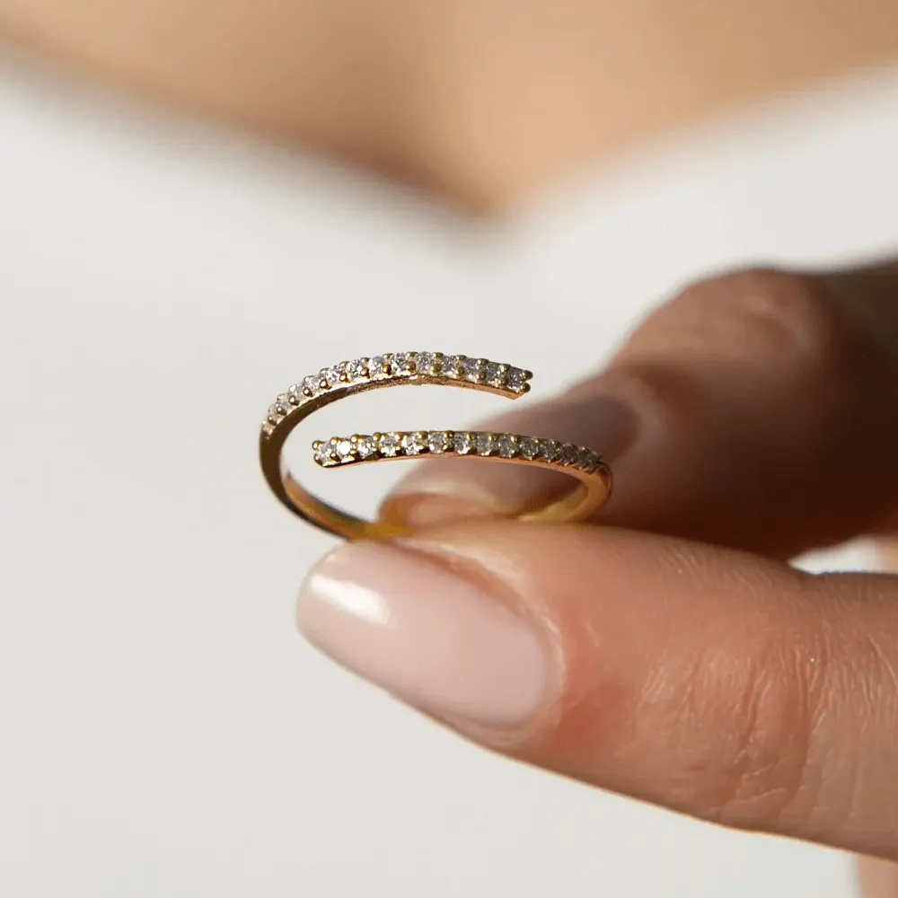 Pavé CZ Multi Row Open Ring in Solid 925 Sterling Silver