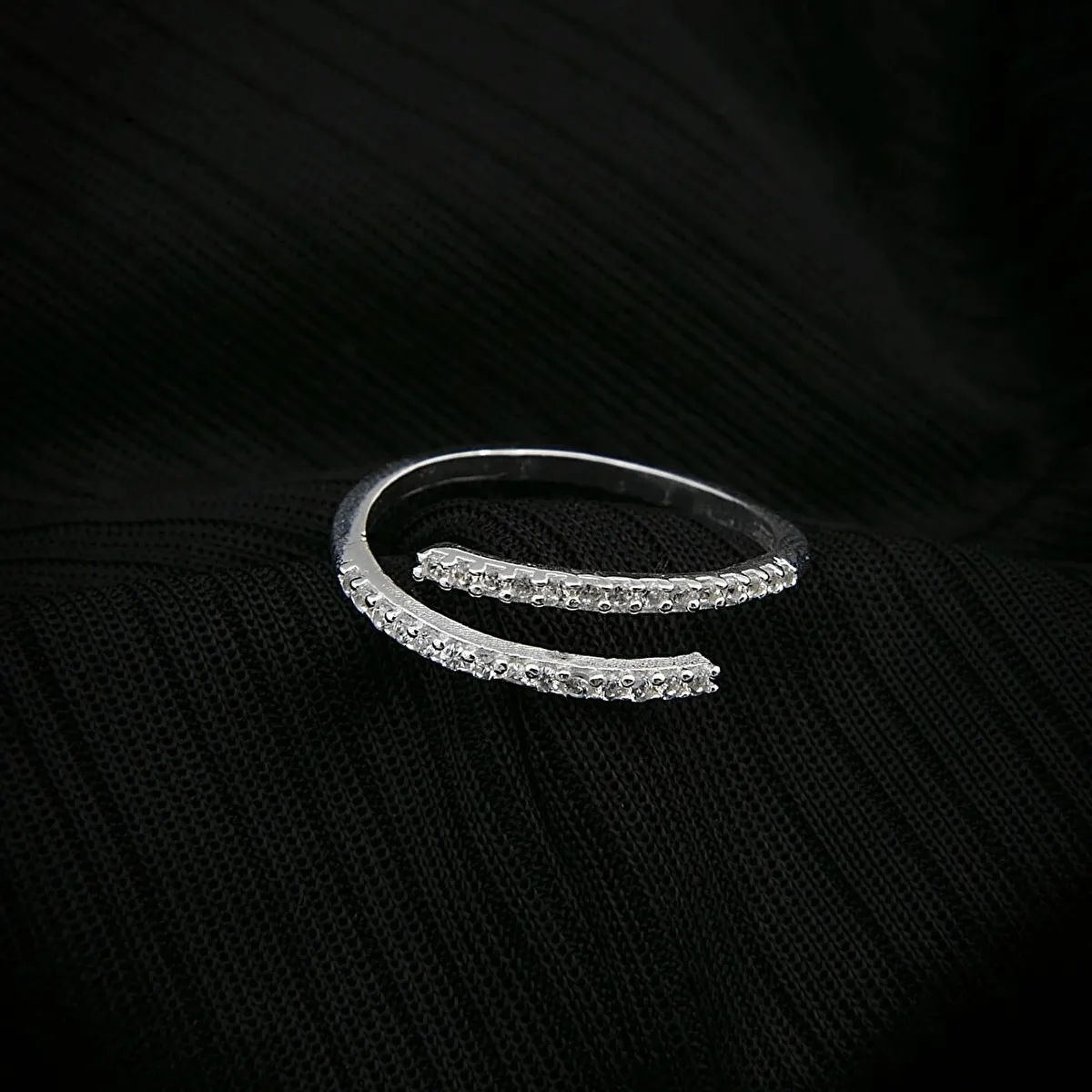 Pavé CZ Multi Row Open Ring in Solid 925 Sterling Silver