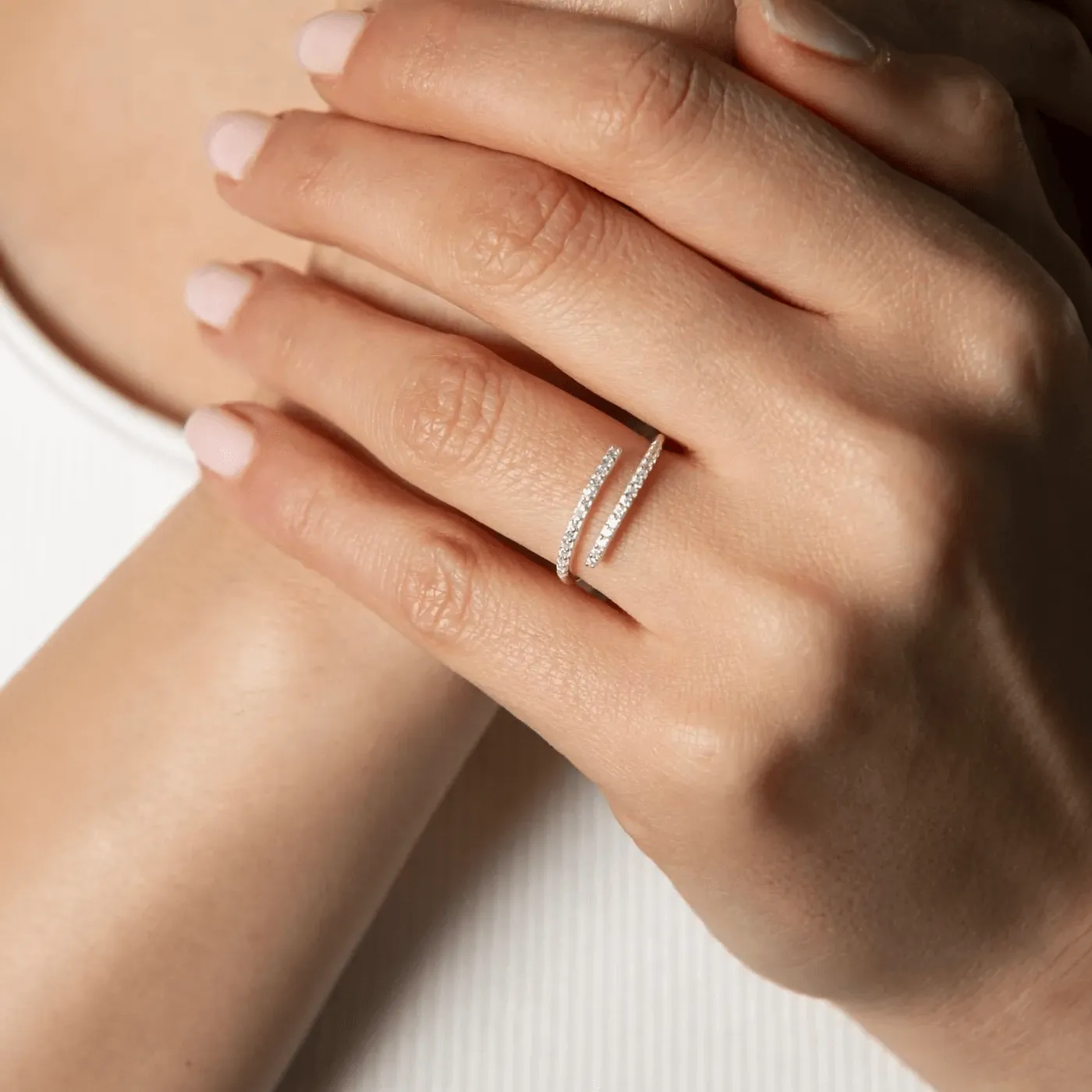 Pavé CZ Multi Row Open Ring in Solid 925 Sterling Silver