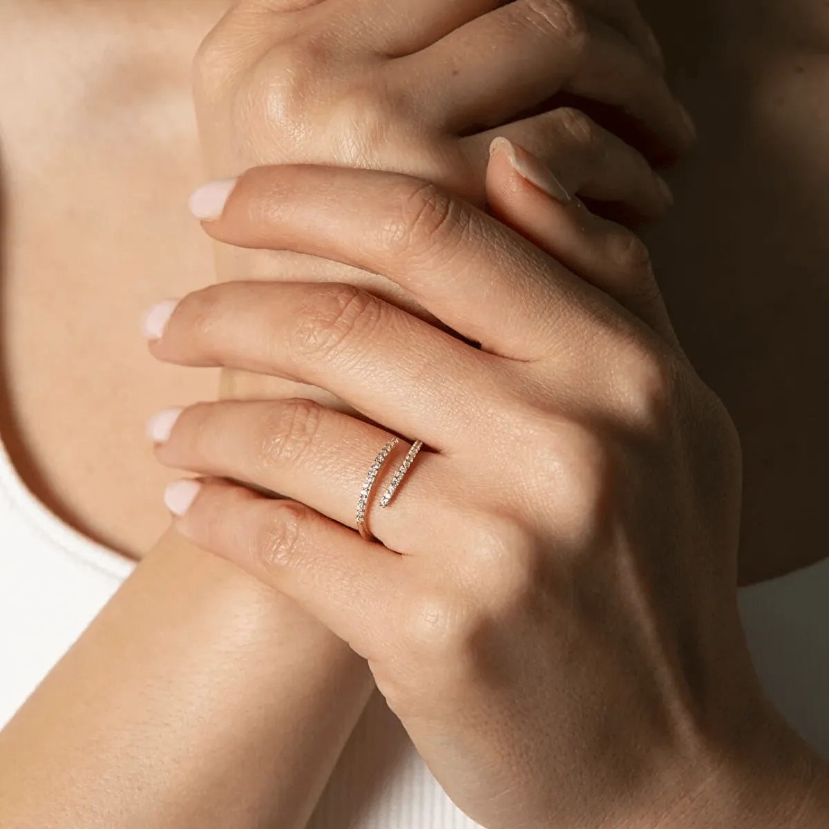 Pavé CZ Multi Row Open Ring in Solid 925 Sterling Silver