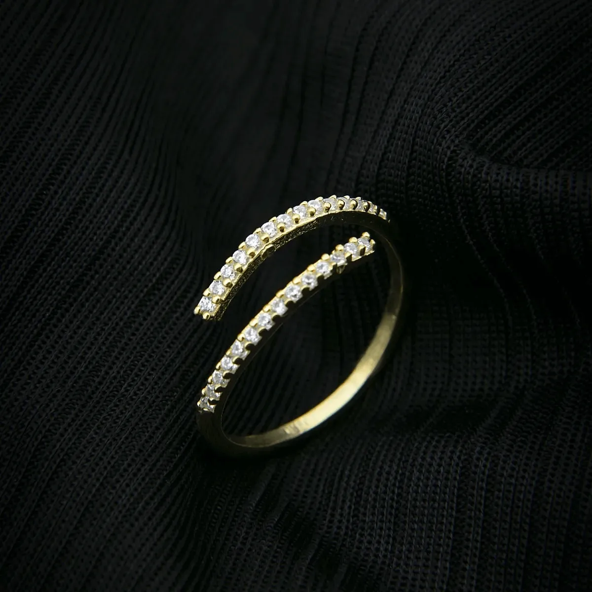 Pavé CZ Multi Row Open Ring in Solid 925 Sterling Silver