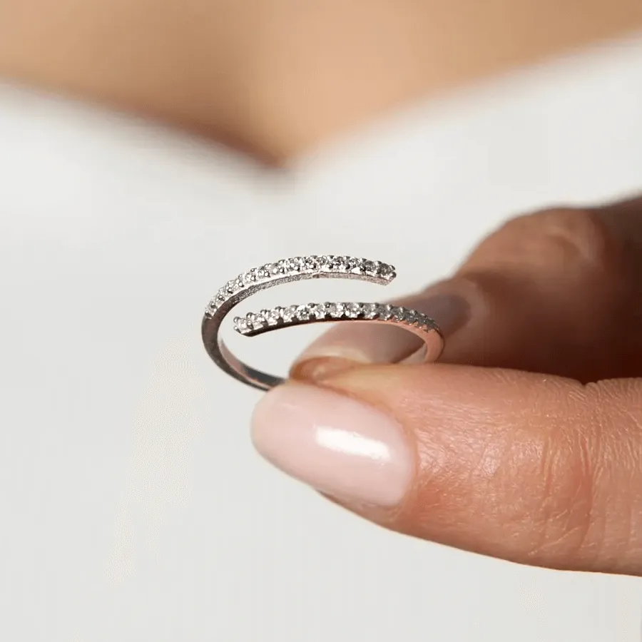 Pavé CZ Multi Row Open Ring in Solid 925 Sterling Silver