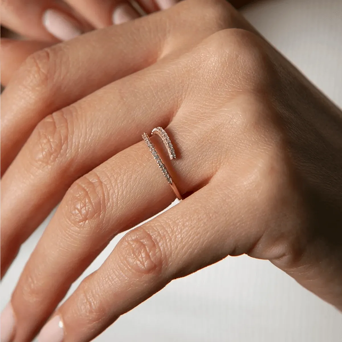 Pavé CZ Multi Row Open Ring in Solid 925 Sterling Silver
